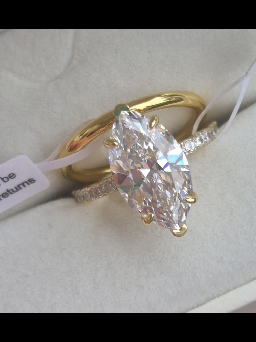 4.5 Carat * Marquise-cut Ring ( Bridal set) with Plain Band Size 10* New